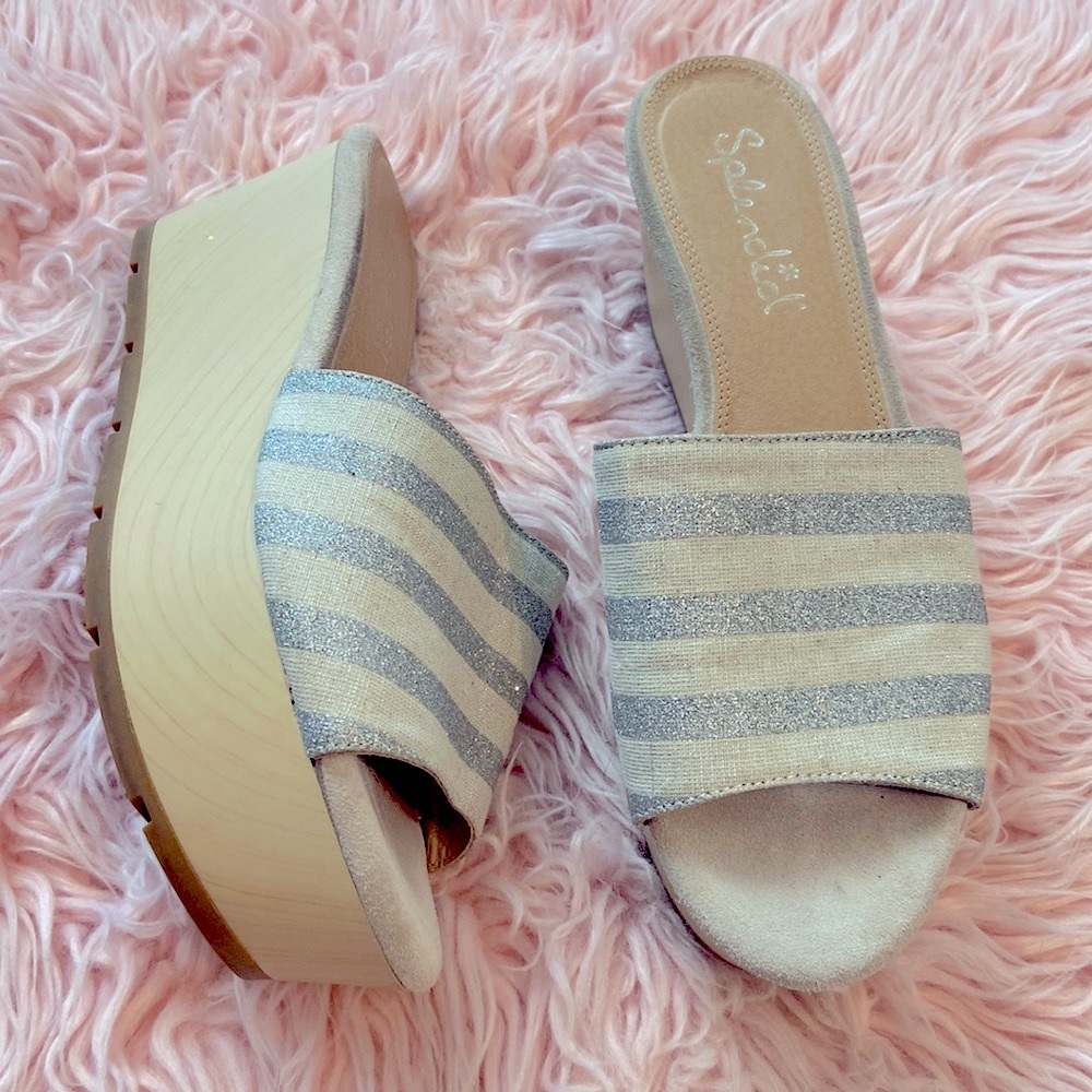 Anthropologie Splendid Wedge Platform Slides Slip On Heeled Sandals Sz 8…